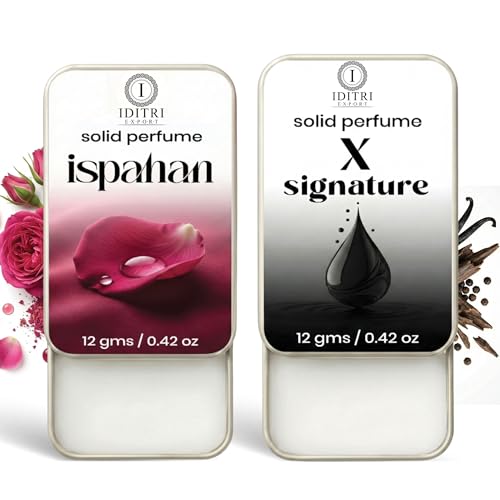 Image of IDITRI EXPORT Solid Perfume |x signature&Ispahan Alcohol Free Wax Perfume Balm, Long Lasting | Pocket Tin 12g, Pack Of 2| Non Greasy Smooth Glide, Travel Friendly Unisex Gifts He Or Her