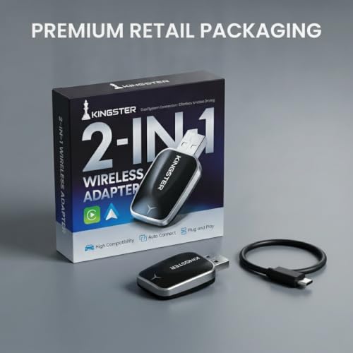 Image of KINGSTER 2-in-1 Wireless CarPlay & Android Auto Adapter for OEM Wired Cars