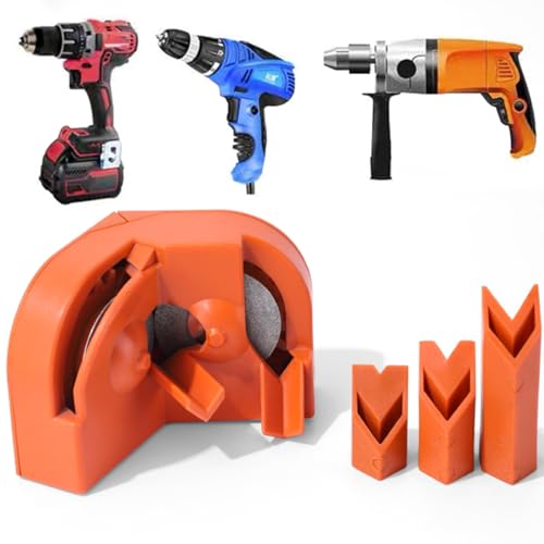 Drill Bit Sharpener Portable Drill Grinder Grinding Tool Impact Drill Milling Cutter Grinder Diamond Grinding Blade for High-Speed Steel Masonry Carbide Cobalt Tin-Coated Drill Bits (Orange)