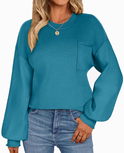 Image of Zeagoo Sweaters for Women 2025 Trendy Fall Fashion Oversized Lantern Long Sleeve Knitted Pullover Tops Outfits