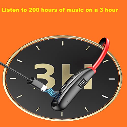 Image of Bluetooth Headphones Neckband 100 Hours Extra Long Playback with Microphone Headset, 5.1Bluetooth Balanced Armature Drivers Stereo in Ear Wireless Headphones Waterproof (I39Black-red)