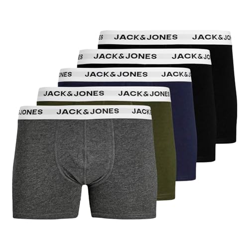 JACK & JONES Pack de 5 Pantalones Cortos Masculinos, Forest Night/Navyblazer/Dgm/Black/Black, L