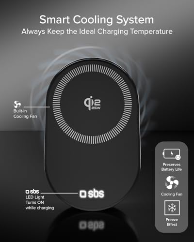 SBS Qi2 25W Ładowarka Bezprzewodowa MagSafe do Samochodu, Magnetyczny Uchwyt na Telefon, Montaż na Kratkę Nawiewu, Szybkie Ładowanie, Zasilanie USB-C, Ładowarka do iPhone, Android, Czarny