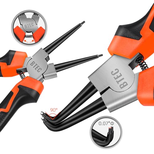 Btec 7 Inch Heavy Duty Internal External Circlip Pliers Kit With Straight/Bent Jaw,4 Pcs Snap Ring Pliers Set,High Carbon Steel For Ring Remover Retainingc-Clip Pliers Lock Pliers With Storage Pouch thumb #4