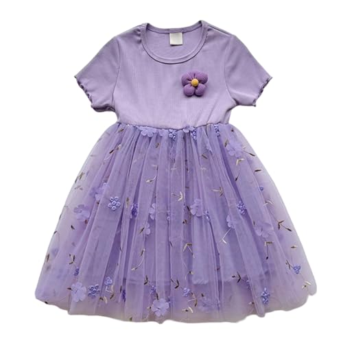 Vestido floreado de malla de alta costura infantil con mangas finas