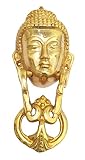 athizay Brass Buddha Doorknocker Hanging Gold Finish 8 Inch tall Entrance Door Decor buddha Face Doo