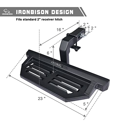 Ironbison Hitch Steps Universal Fit 2" Hitch Receivers With 5" Drop Step Heavy Duty Steel Hitch Steps For Pickup Truck Fine Texture Black #TOP5