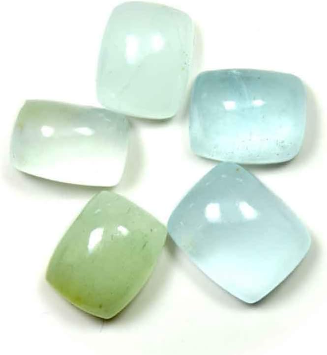 Genuine Aquamarine Cabochon March Birthstone 20Ct Loose Gemstone Lots 5 Pcs Cushion Wholesale