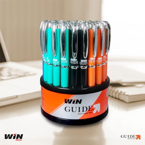 Image of WIN Guide Ball Pens Set | 50 Pens (45 Blue Ink & 5 Black Ink) | 0.6 mm Tip | Pens for Writing | Students, Exam Use | Premium Corporate Gifting | Elegant & Classic Finish | Ideal for School & Offices