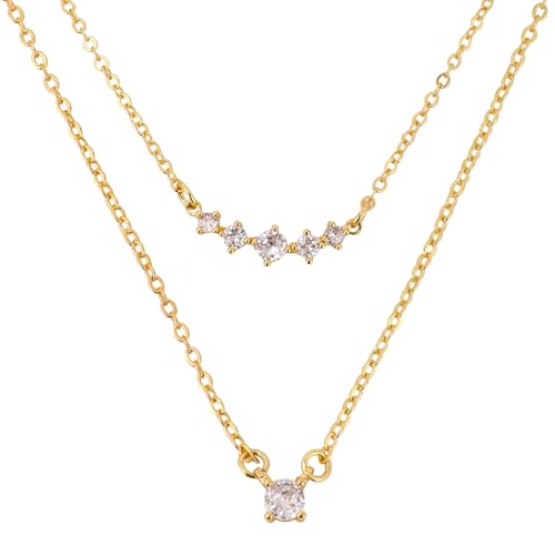 Collier en zircon empilable pour femmes : bijoux fins ajustables en or