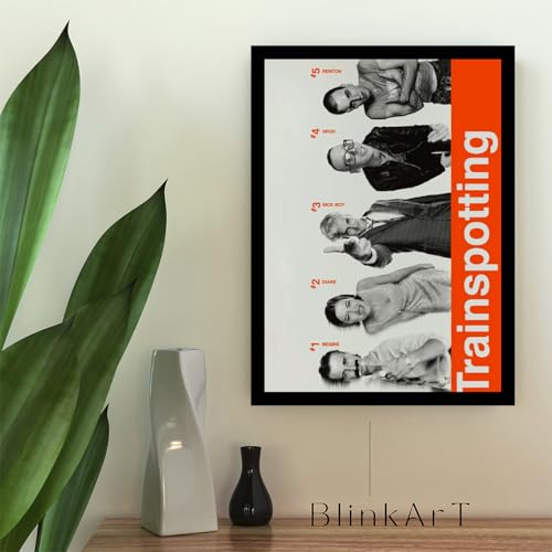 Image of BLINKART Trainspotting (1996) Movie Poster Frame 12x18 Inch | Premium 300 GSM Paper Wall Print | Vintage Film Artwork for Home, Bedroom, Living Room, Office | Framed Photo Decor