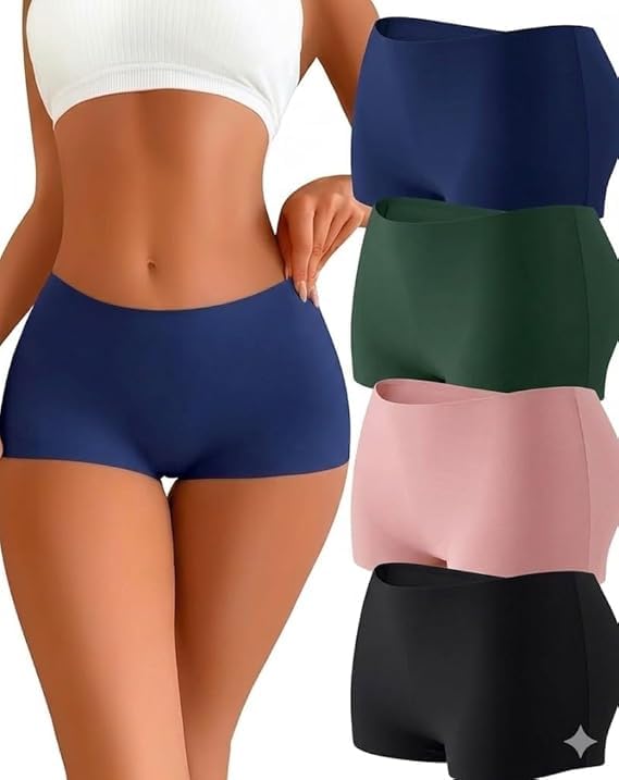 louryn koulyn Women's Boyshort High Waist Boxers Seamless Stretchy Full Coverage Underwear for Ladies-picture-46