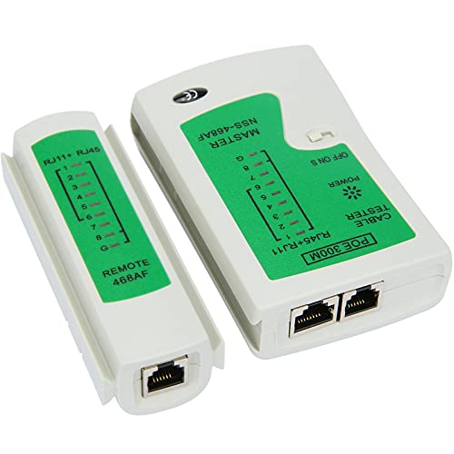 Image of Brileine RJ45 Network Cable Tester with Mini Wire Stripper, Ethernet Cable Tester Tool for RJ11 /RJ12 /RJ45, Cat5e /Cat6 /Cat7, POE Test, Continuity & Short Circuit Detector (Battery Not Included)