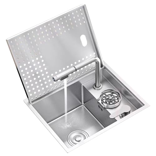 Minilavavajillas Invisible Deo Inoxidable para Encimera de Caravana con Tapa para Grifo, Lavavajillas para Barra de Cocina para Apartamentos, Caravanas Y Espacios Pequeños./Plata/45 * 38 * 22 cm
