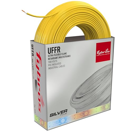 Image of Fybros ULTRA FLEXIBLE FR PVC Insulated 0.75 Sq Mm Wire | UFFR Yellow Copper Wires & Cables| Cables For wiring | 0.75 Sq Mm Yellow wire 90 meter| Industrial Wire Cable| Electrical Wire