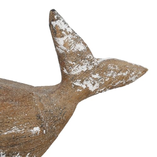 Estatua rústica de ballena de madera para decoración miniatura 3