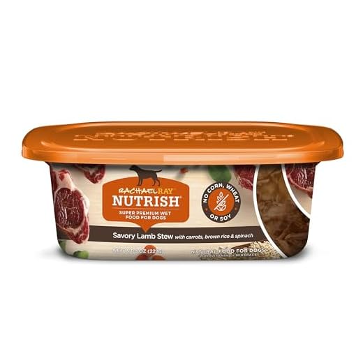 Rachael Ray Nutrish Premium Natural Wet Dog Food, Savory Lamb Stew Recipe, 8 Ounce Tub