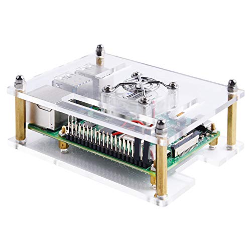 GeeekPi Boîtier pour Raspberry Pi 4 Model B, Raspberry Pi Boîtier avec Ventilateur,Raspberry Pi Heatsink pour Raspberry Pi 4 Modèle B/Raspberry Pi 3/2 Modèle B/B + (Transparent)