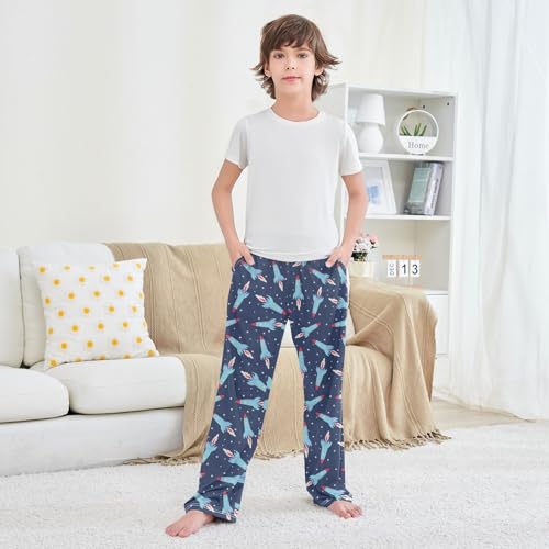 ZZXXB Rocket Boys Long Pants Soft Trousers Elastic Waist Kids Lounge Bottoms with Pockets S-XL 5