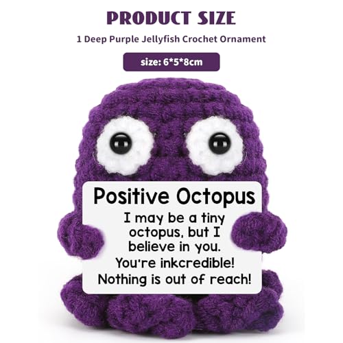 Calkkrer Gehäkelte Positive Qualle Kuscheltiere, Glücksbringer und Taschenumarmung, Emotionale Unterstützung Geschenk, Entspannungs- und Aufmunterungs Geschenk