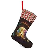 SANBAOJOO Rainbow Tree of Life Halo Sequins Christmas Stockings Xmas Stockings Stockings Hanging Stockings Christmas Stuffers Bag Unique Family Holiday Xmas Party Decorations