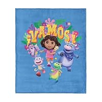 NORTHWEST Dora The Explorer Hola Backpack Silk Touch Throw Blanket, Soft Fleece, Cartoon Character, 40 x 50 inches