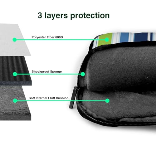 Maletín portátil impermeable 14 pulg rayas verde azul miniatura 4
