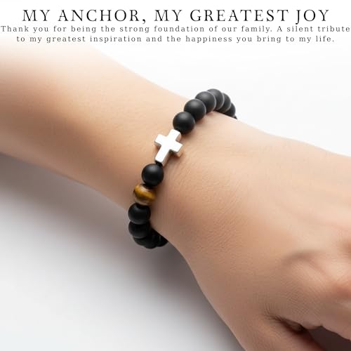 Pulsera cristiana para hombre con cuentas religiosas miniatura 3