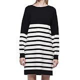 PIECES Vestido Penélope negro y blanco para mujer, Negro, S