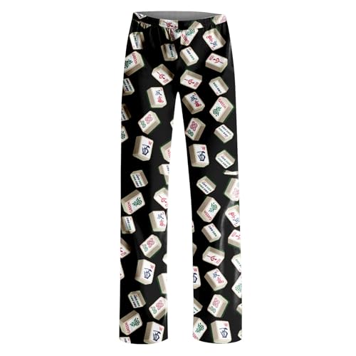 ADHOWBEW Mah Jong Pajama Pants for Women Men Funny Classic Game Relaxed Fit Cute Comfy Family Sleepwear3