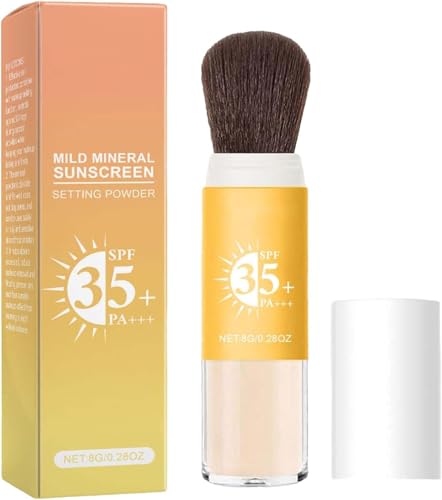 KZZK日焼け止めパウダー発売半透明ブラシパウダーメイクコントロールオイル乾燥肌油性肌混合肌メイク崩れ防止持続日焼け止め (1个)