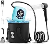 Mytrix ポータブルシャワー アウトドア 電動シャワー ポンプ 8000mAh充電式 キャンプシャワー デジタル画面 簡易シャワー 流量調節可 キャンプ 海水浴 サーフィン 旅行 水遣り 洗車 ペットシャワー 屋内 屋外用 シャワー 軽量 防災/停電時用 ブルー