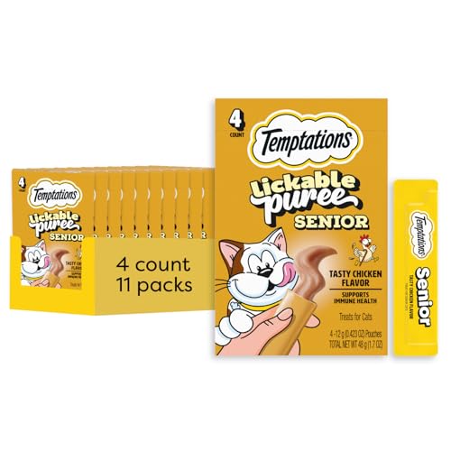 Temptations Lickable Puree Senior Cat Treats, Tasty Chicken, 4 Count, 11pk - image 1