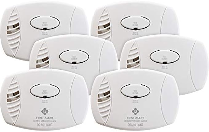 First Alert CO400 Carbon Monoxide Detector, Battery Operated, 6-Pack , White