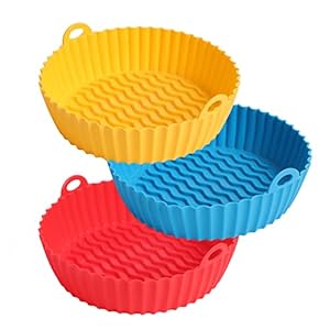 Air Fryer Silicone Liners – AYBLOOM 3PCS 7.5inch Non-stick Air Fryers Silicone Pot, Replacement of Flammable Parchment Paper, Reusable Baking Tray Accessories for 3 to 5 QT