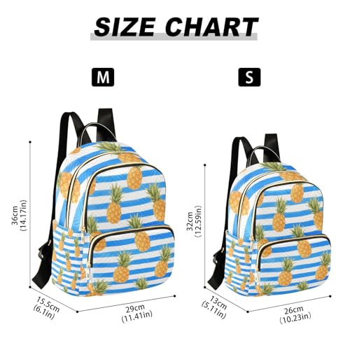 Sac à dos multifonction 35,6 cm à rayures avec compartiments et motif ananas - 3