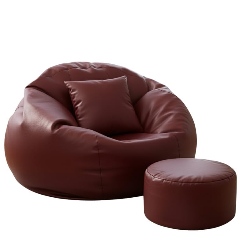 Image of Biggie Bean Bag 7XL Bean Bag Chair with Beans Filled - The Classics Bean Bag Sofa - Combo Set-Styled for Elegance with Free Cushion & Footrest (Matching Color : Yzava Maroon)