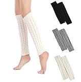 3 Pairs Calentadores Piernas,Leg Warmer,Calentadores Piernas Mujer,calentadores de piernas de Punto de Invierno,Calentadores largas de Punto de Lana, Adecuado para Invierno,Primavera y Otoño,3 Colores
