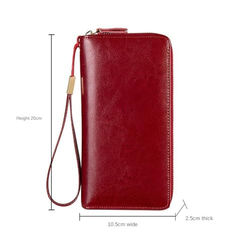 Womens wallet Women's wallet, fashionable card zipper wallet, elegant wristband handbag for women(Red)3