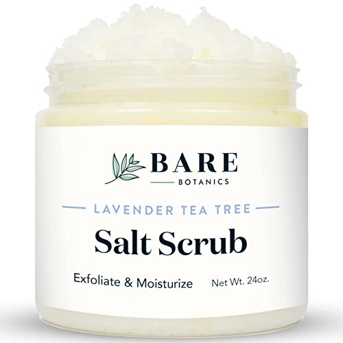 Bare Botanics Lavender Tea Tree Salt Scrub – 24Oz Of All Natural Skincare Goodness | Gently Exfoliating Body Scrub Packed With Skin Loving Moisturizers | & A Cute Wooden Spoon #TOP9