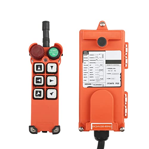 HKIDKK F21-E1 220V 12V 24V 380V 6 Channel Wireless Industrial Remote Controller switches Electric Hoist Crane Lift Crane Emergency Stop(1in1,UHF 868Mhz-DC 24V)