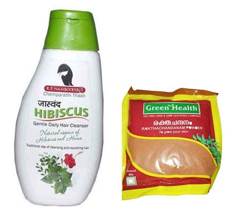 Cheparthy shampoo(5 bottles; 200ml each bottles), 1x Sandal Powder - Rakthachandanam Skin Care Powder 500 Gm