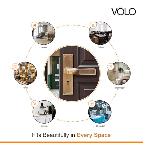Image of VOLO Stainless Steel Mortise Lock | 8 Inch Lock Body | Main Door Handle Set with Keys | Wooden Door Lockset | Hotel Office Home Door Lock | 3 Keys | 10 Year Lock Body Warranty (Antique | KY)