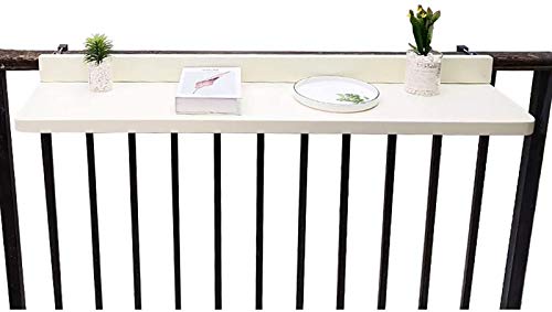 Mesa suspensa com corrimão de varanda, mesa lateral externa de madeira, mesa dobrável montada na par