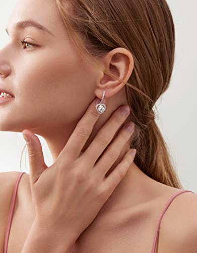 3.5Ct Moissanite Hoop Earrings For Women,925 Sterling Silver Heart Dangle Drop Earrings,D Color Vvs1 Clarity Lab Created Diamond Huggie Hoop Earrings For Sensitive Ears Hypoallergenic Jewelry For Women #TOP4