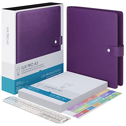 A5 Binder Organizer - Agenda 2023 Daily, Weekly & Monthly Management Undated To Do List & Unisex Business Planner - Pu Leather Journal - Goal Setting Gratitude Notebook & Appointment Book By Lux Productivity - Lux Pro A5 Ed.2 Purple - Mulberry #TOP1