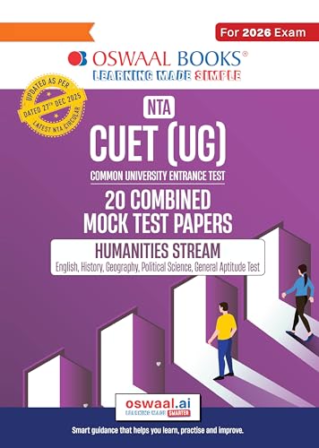 Image of Oswaal NTA CUET (UG) 20 Combined Mock Test Papers | Humanities (Eng, History, Geography, Political Science, General Aptitude Test) For 2026 Exam │ With New Syllabus & Pattern Released on 27 Dec 2025