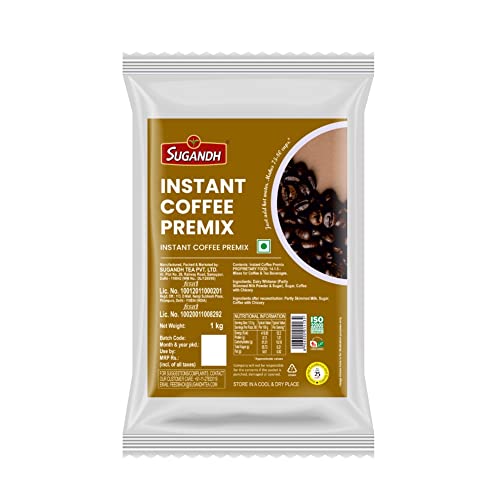 Image of Sugandh Premium Instant Coffee Premix 1Kg - Just add hot water - Medium Roast, No added Flavours, No artificial Colors