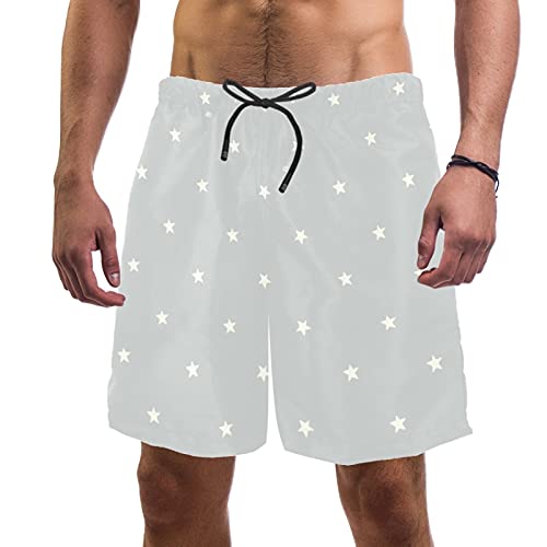 Short de bain pour homme grand de taille XXXXL doublure maille étoiles gris