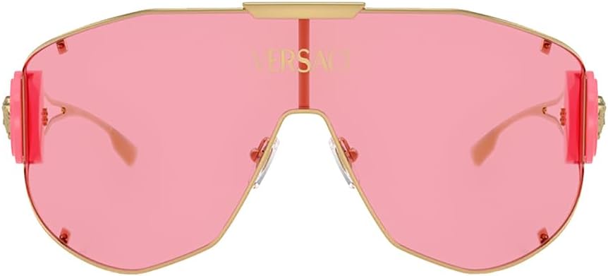 Versace VE 2268 100284 Gold Metal Shield Sunglasses Pink Lens